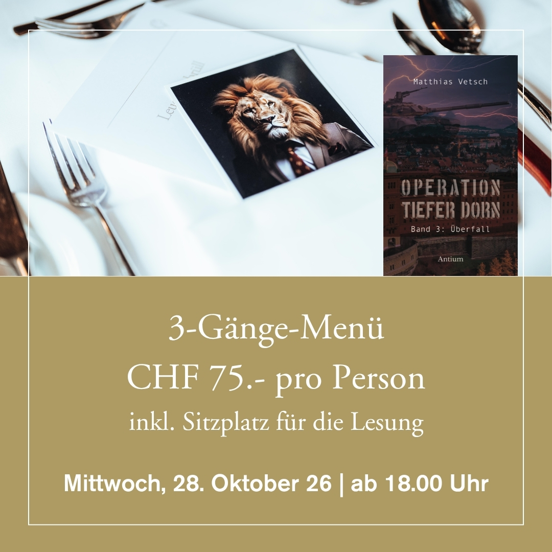 28. Oktober 2026 - Buchvernissage inkl. 3-Gänge-Menü